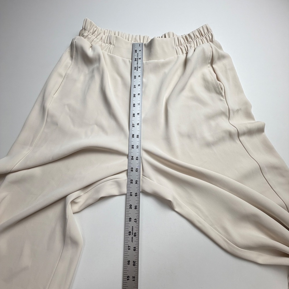 Melloday Wide Leg Crop Pants Womens L Cream Pull On Side Slit Culottes - Picture 8 of 16